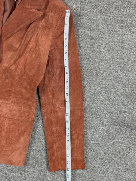 Massini Rust Brown Suede Leather Blazer Jacket Women’s Small Preppy Lightweight - Picture 6 of 9